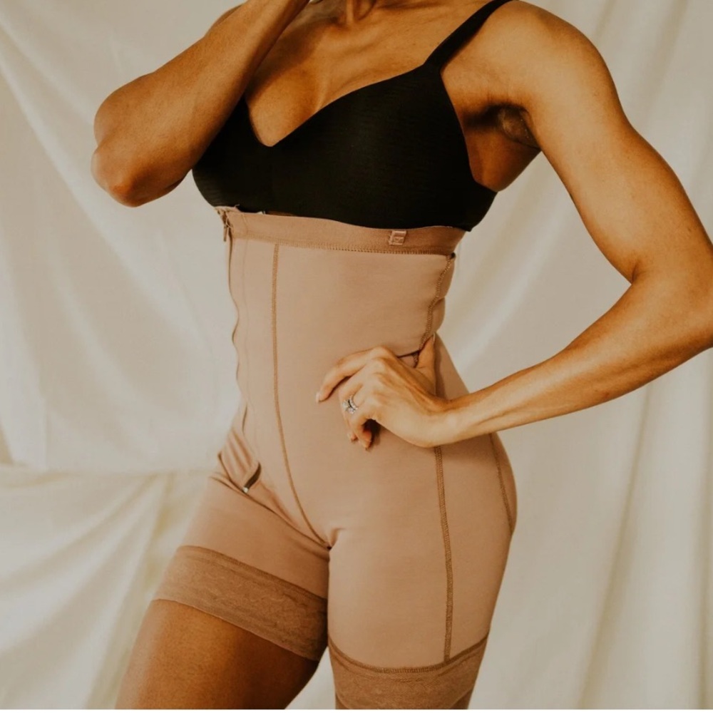 High-Waisted Tan Shapewear Shorts